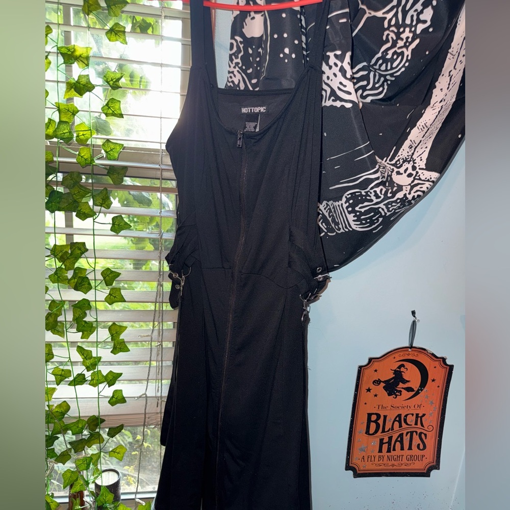 Gothic hot topic dress with adjustable straps and side buckles
